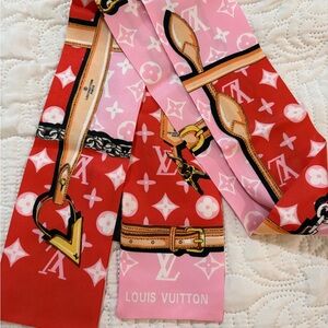 Boutique Pink and Red Silk Scarf